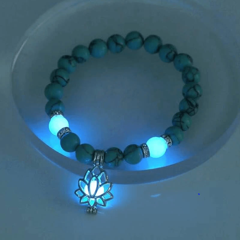 Tibetan Turquoise Glowstone Luminous Bead Lotus Protection Bracelet
