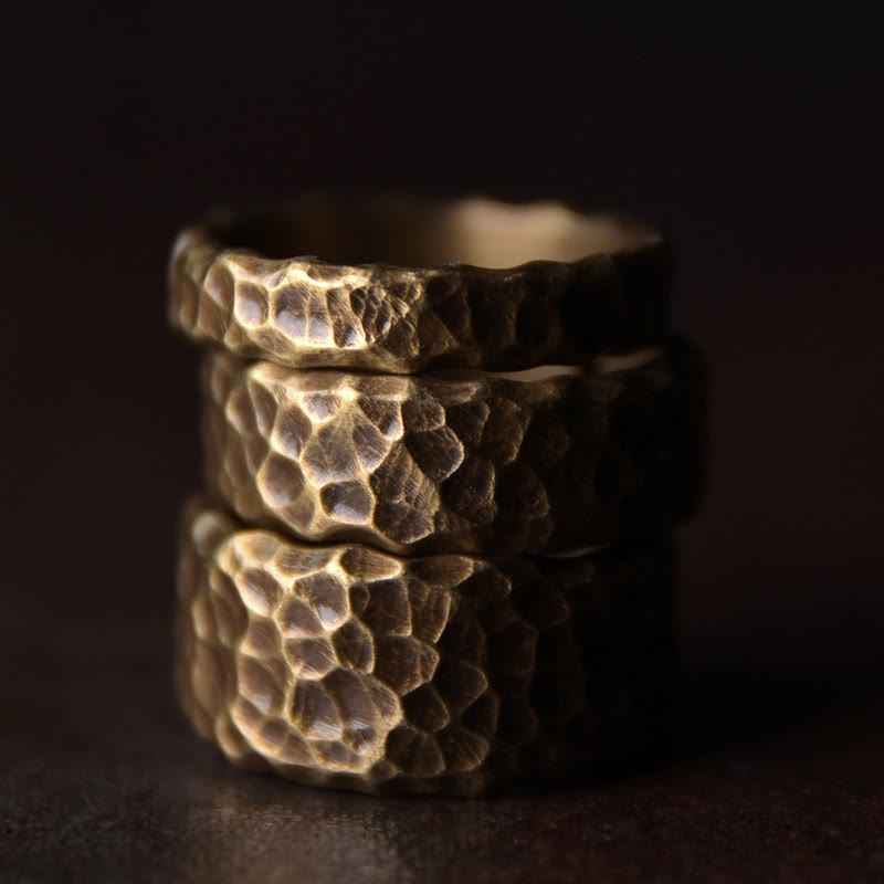 Handcrafted Tibetan Bump Texture Adjustable Copper Brass Ring for Men & Women