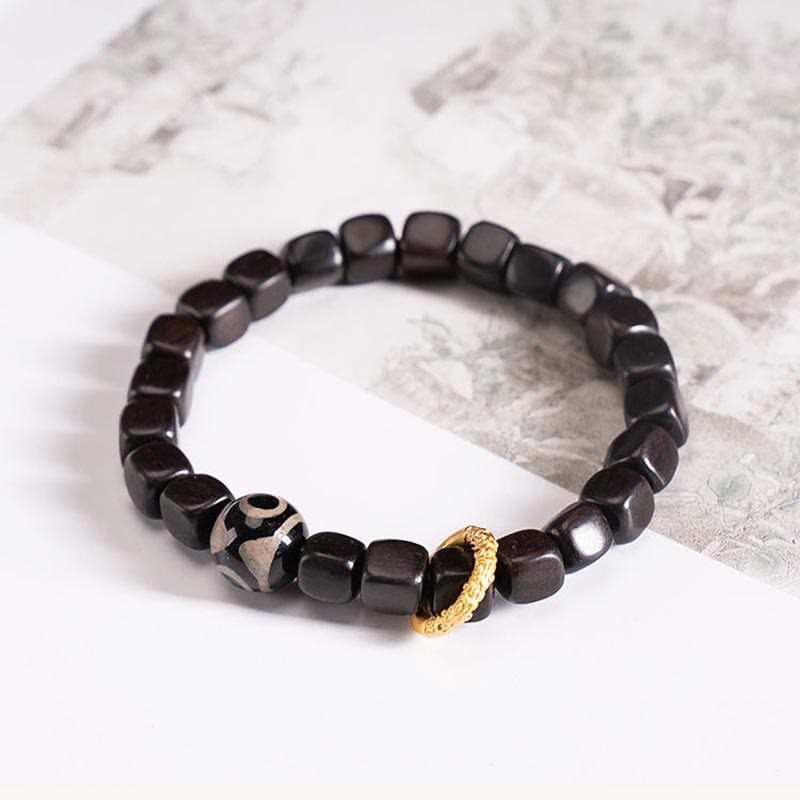 Tibetan Ebony Wood Dzi Bead Balance Calm Bracelet