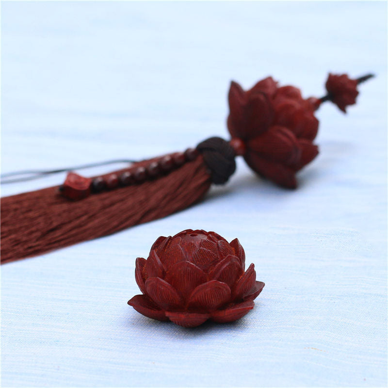 Tibetan Small Leaf Red Sandalwood Lotus Luck Protection Tassel Decoration (Extra 35% Off | USE CODE: FS35)