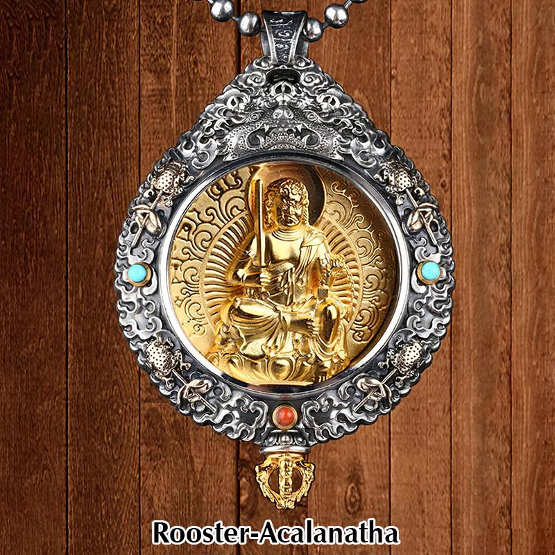 Chinese Zodiac Natal Buddha Thangka Nine Palaces Eight Diagrams Wealth Rotatable Necklace Pendant