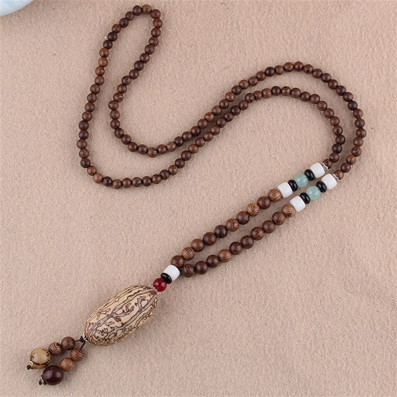 Tibetan Wenge Wood Bodhi Seed Agate Elephant Protection Necklace Pendant (Extra 40% Off | USE CODE: FS40)