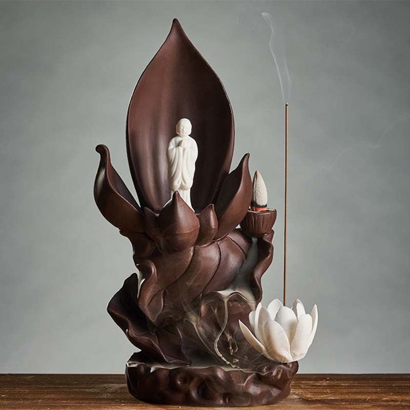 Lotus Spiritual Figure Purple Clay Incense Burner for Mindful Aromatic Rituals