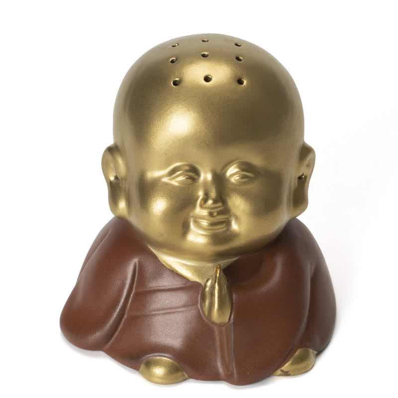 Handcrafted Ceramic Laughing Buddha Healing Incense Burner for Meditation