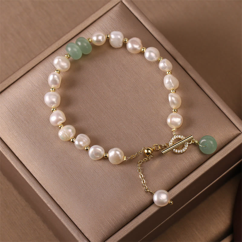 Pearl Green Strawberry Quartz Bead Healing Chain Bracelet