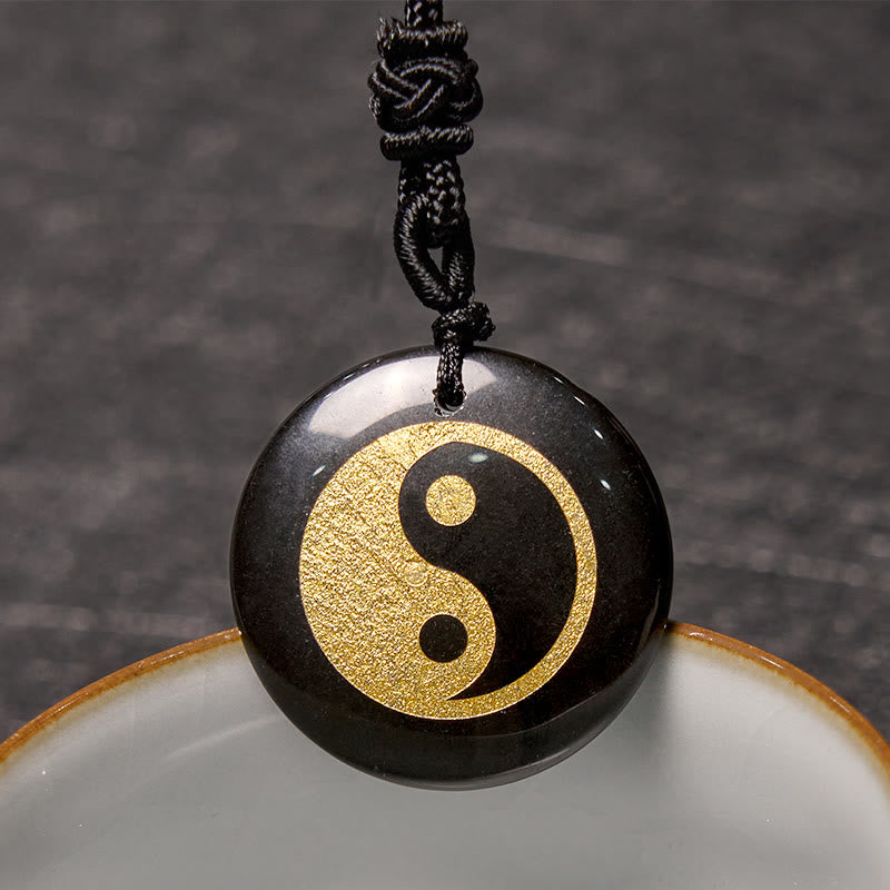 Various Crystal Amethyst Tiger Eye Green Aventurine Yin Yang Spiritual Necklace Pendant