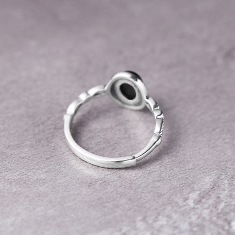 925 Sterling Silver Black Onyx Fortune Ring
