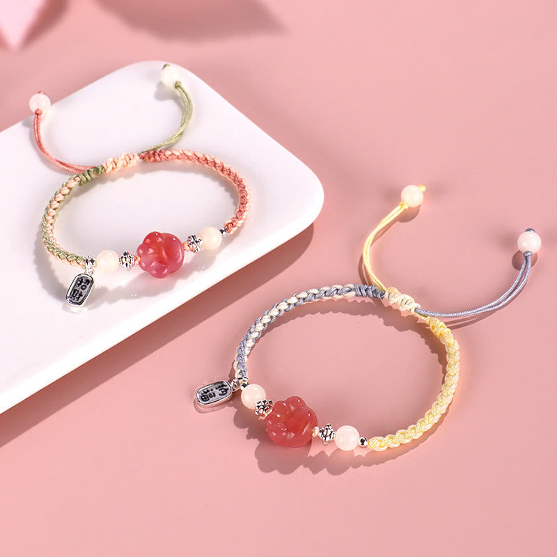 Yanyuan Agate Cat Claw Paw White Bodhi Seed Fu Character Positive Braided Rope Bracelet
