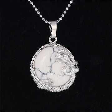Chinese Dragon Natural Quartz Crystal Healing Energy Necklace Pendant