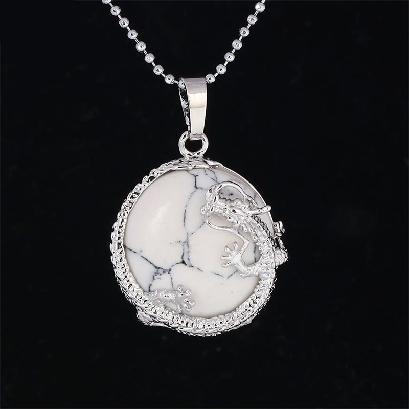 Chinese Dragon Natural Quartz Crystal Healing Energy Necklace Pendant