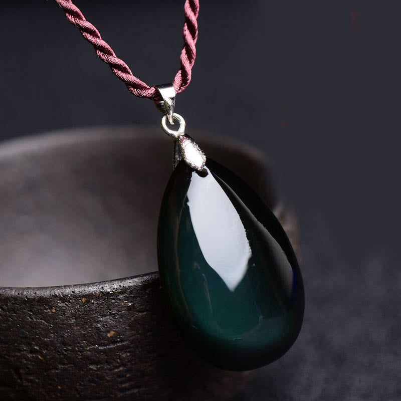 Gold Sheen Obsidian Black Obsidian Rainbow Obsidian Wealth Water Drop Necklace Pendant