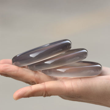Natural Gray Chalcedony Harmony Bangle Bracelet