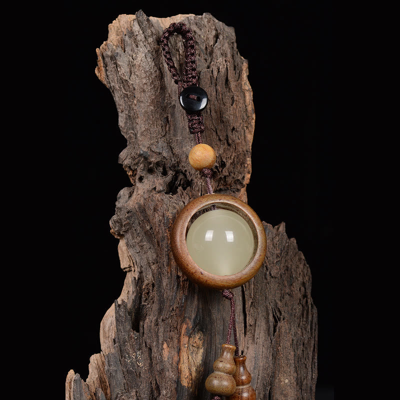 Red Sandalwood Ebony Wood Green Sandalwood Luminous Lucky Bead Gourd Peace Key Chain