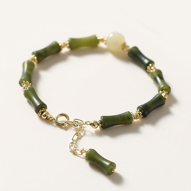 Glass Bead Bamboo Luck Strength Chain Bracelet
