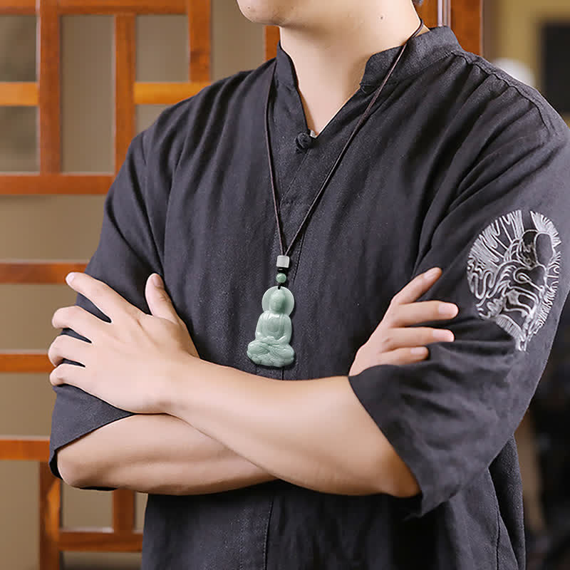 Amitabha Buddha Jade Amulet Compassion String Necklace