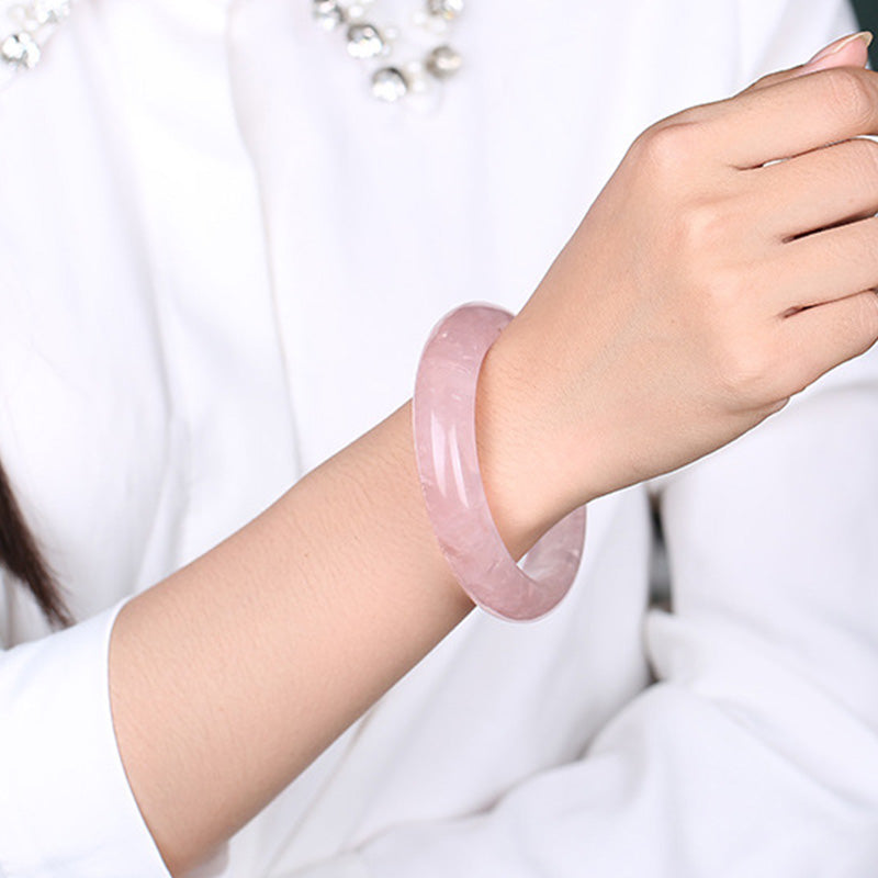 Natural Rose Quartz Love Caring Bracelet Bangle