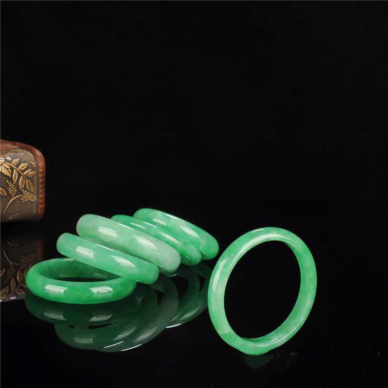 Authentic Natural Jade Stone Polished Solid Bangle Bracelet