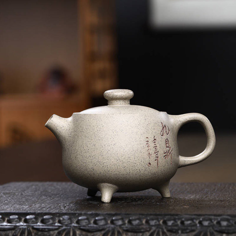 Yixing Semi-handmade Beige Purple Clay Kung Fu Teapot 200ml