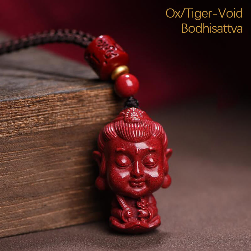 Chinese Zodiac Natal Buddha Natural Cinnabar Amulet Keep Away Evil Spirits Necklace Pendant