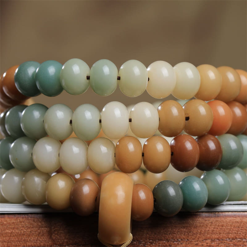 108 Mala Beads Gradient Bodhi Seed Buddha Hand Engraved Peace Bracelet