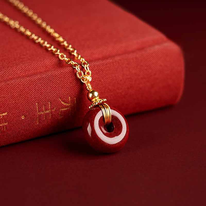 Cinnabar Peace Buckle Calm Blessing Necklace Pendant (Extra 35% Off | USE CODE: FS35)