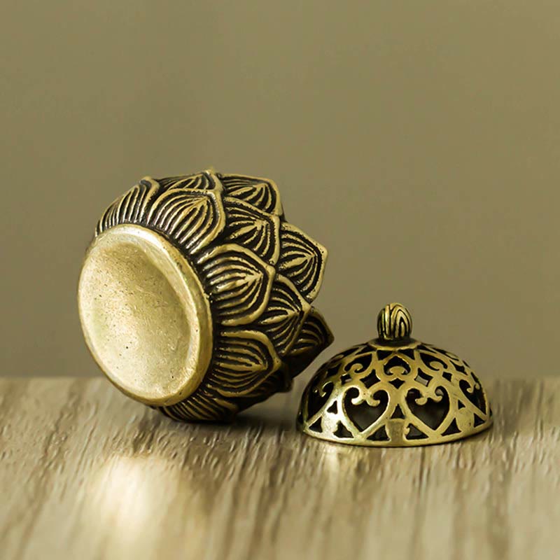 Tibetan Mini Lotus Pattern Copper and Brass Meditation Incense Burner