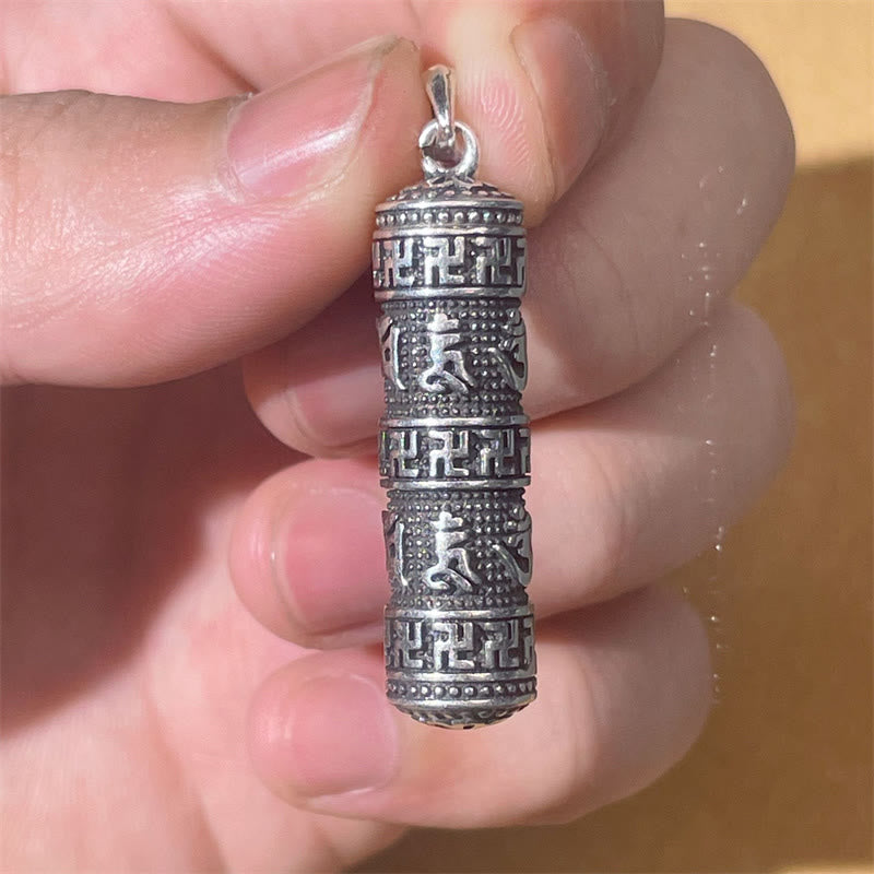 Copper Om Mani Padme Hum & Buddhist Swastika Twisted Chain Pendant Necklace