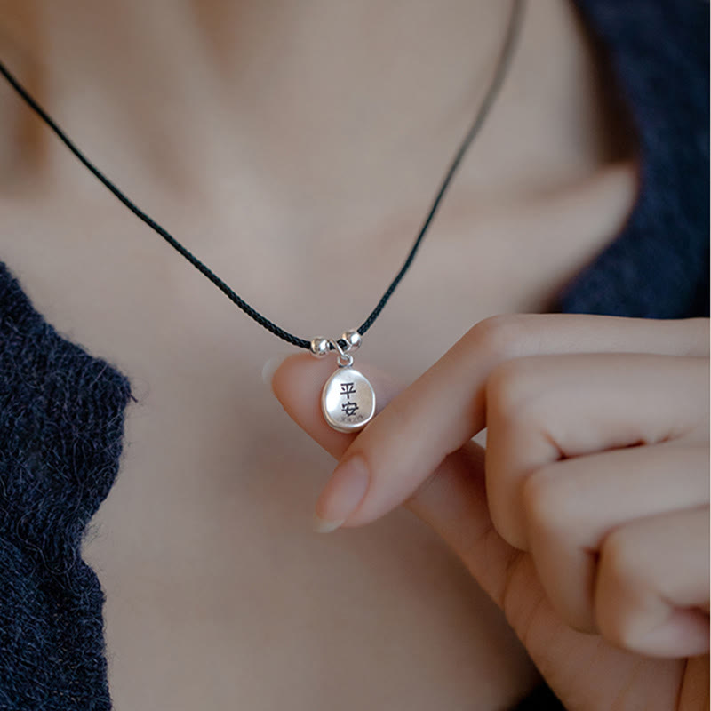 999 Sterling Silver Peace And Joy Fu Character Luck Fortune 925 Sterling Silver Chain Necklace Pendant