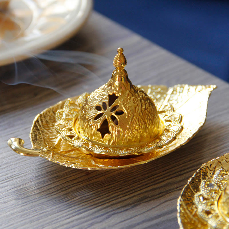Tibetan Mini Leaf Meditation Incense Burner and Coaster