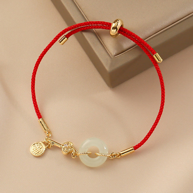 "Wishing You Peace and Protection" Jade Red Rope Bracelet Includes Gift Message Card