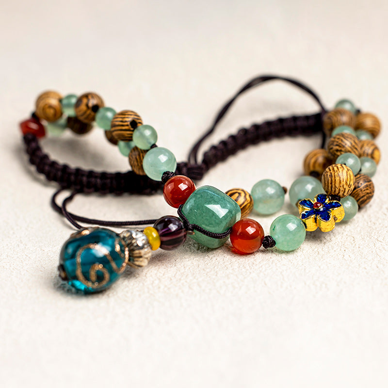 Wenge Wood Green Aventurine Balance Protection Anklet