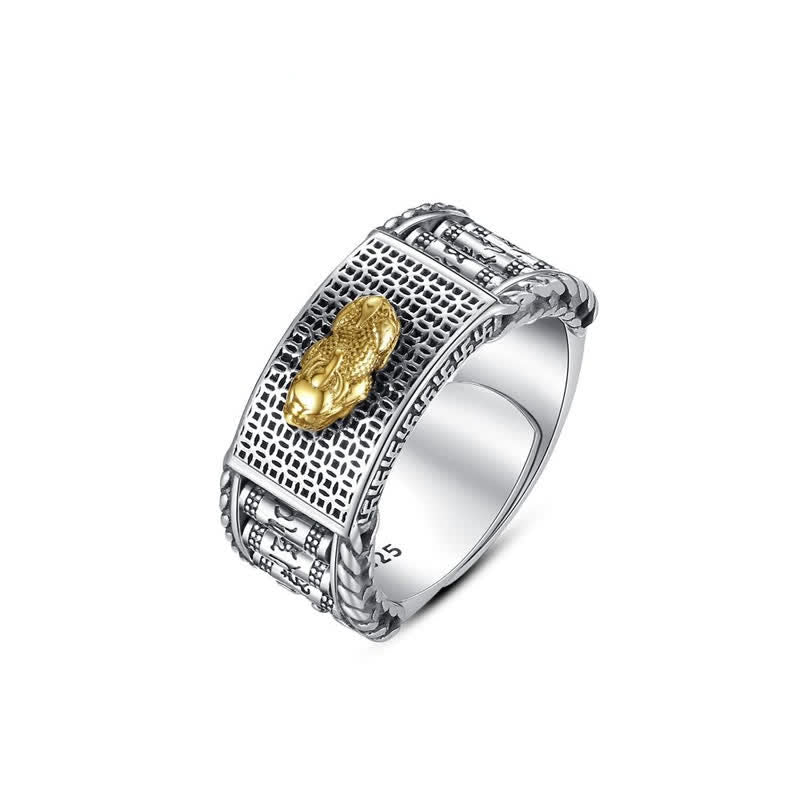 Sterling Silver & Copper Pixiu Prayer Wheel Spinning Couple Ring