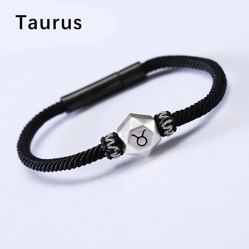 999 Sterling Silver 12 Constellations of the Zodiac Protection Handmade String Bracelet