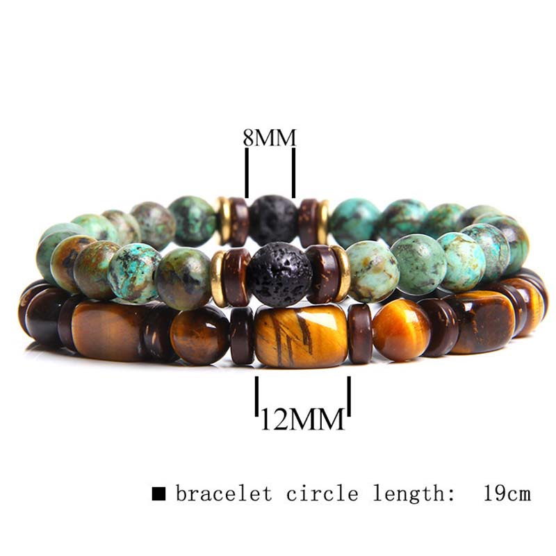 2PCS Healing Crystal Emperor Stone Tiger Eye Bead Bracelet
