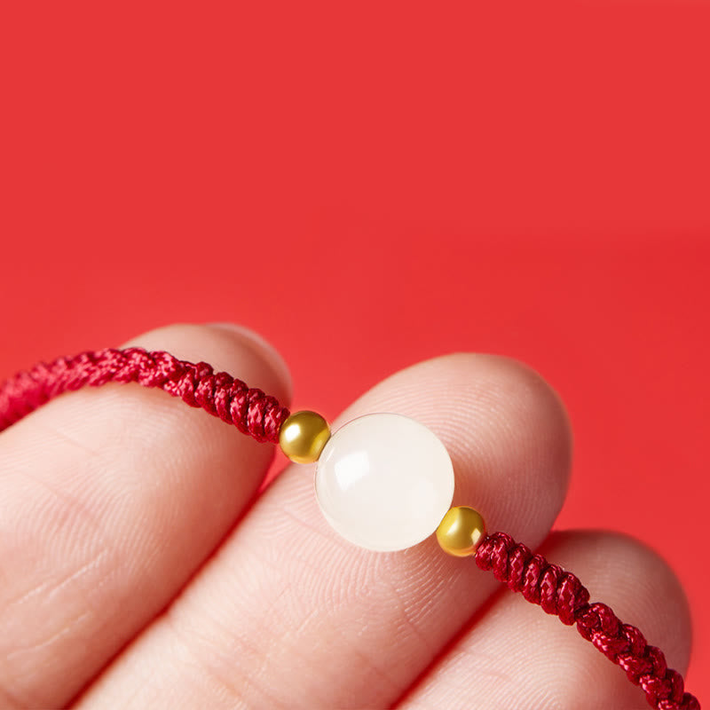 Handcrafted Round Jade Lucky Bead Prosperity Braided Bracelet