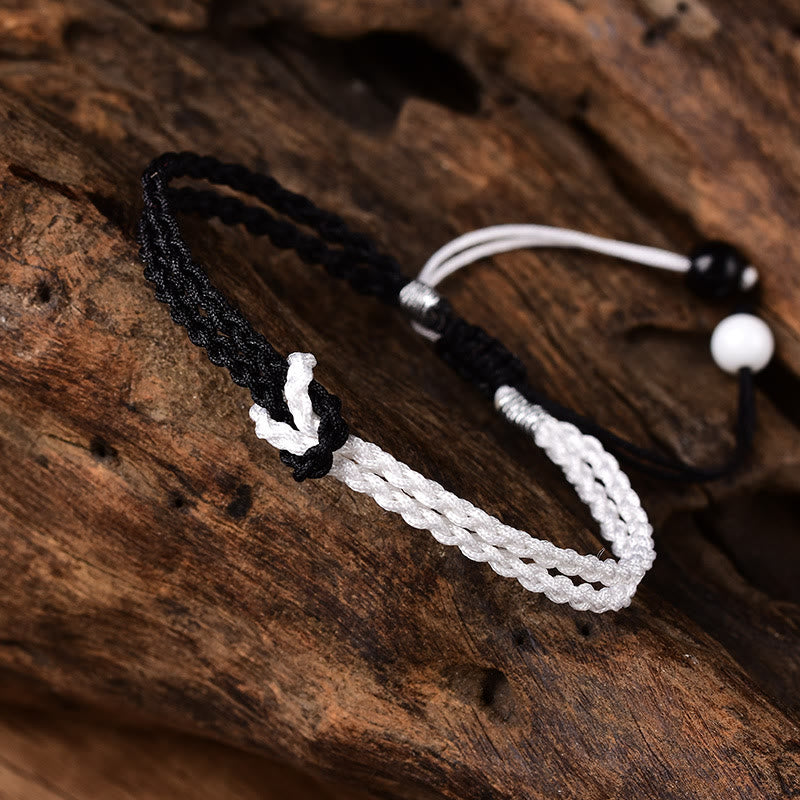 Handmade Black White Rope Braided Healing Bracelet