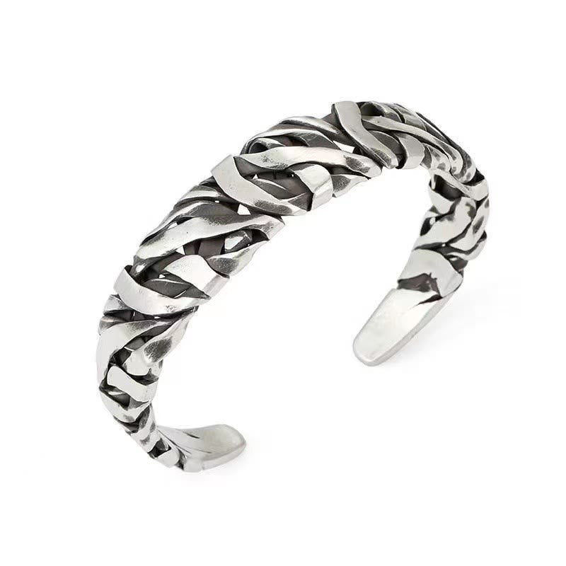 Retro Line Texture Healing Cuff Bracelet Bangle