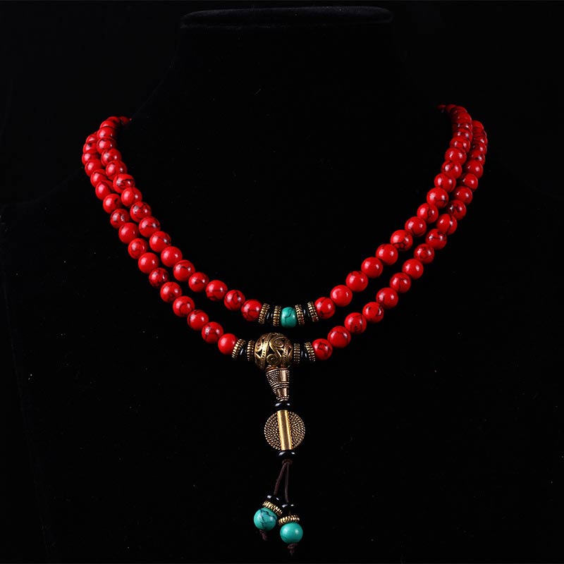 Tibetan Mala Red Turquoise Lucky Necklace Bracelet