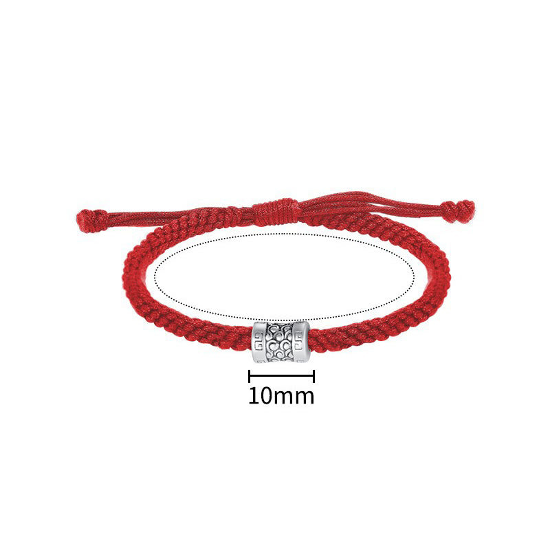 999 Fine Silver Auspicious Cloud Red String Minimalist Cord Bracelet