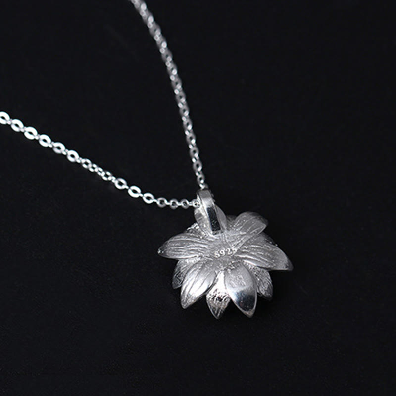 925 Sterling Silver Lazurite Lotus Flower Self Care Necklace Pendant