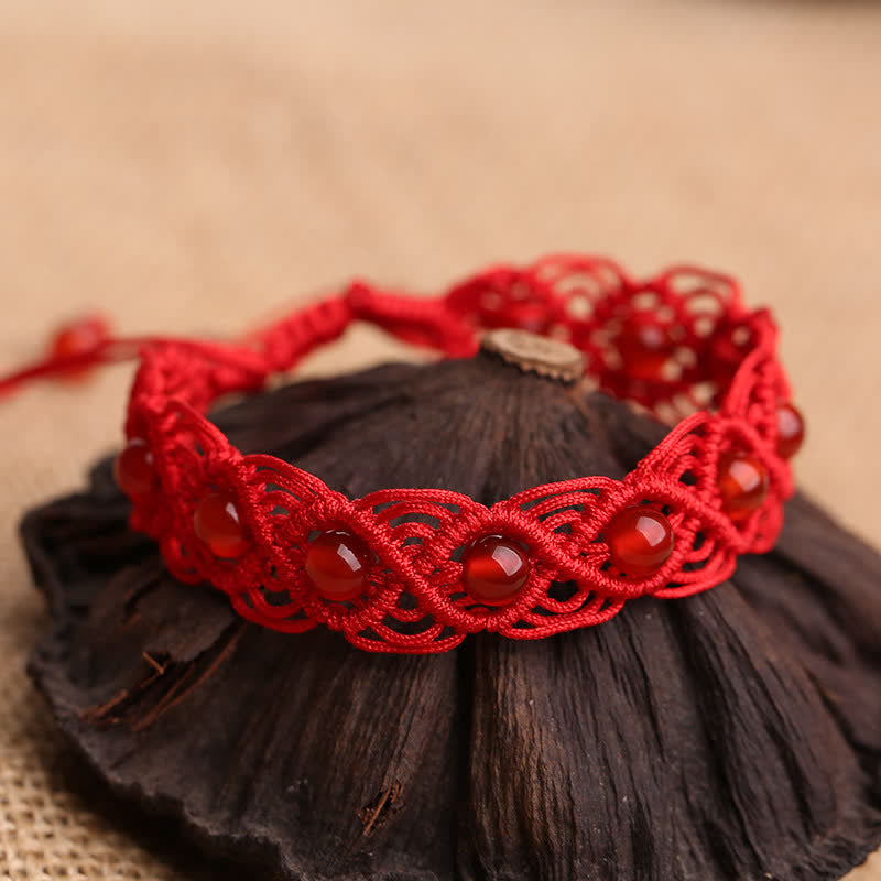 Handcrafted Red Agate Minimalist Red String Adjustable Bracelet