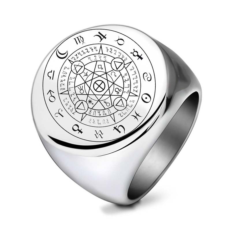 Titanium Steel 12 Constellations Zodiac Bagua Rotating Band Ring