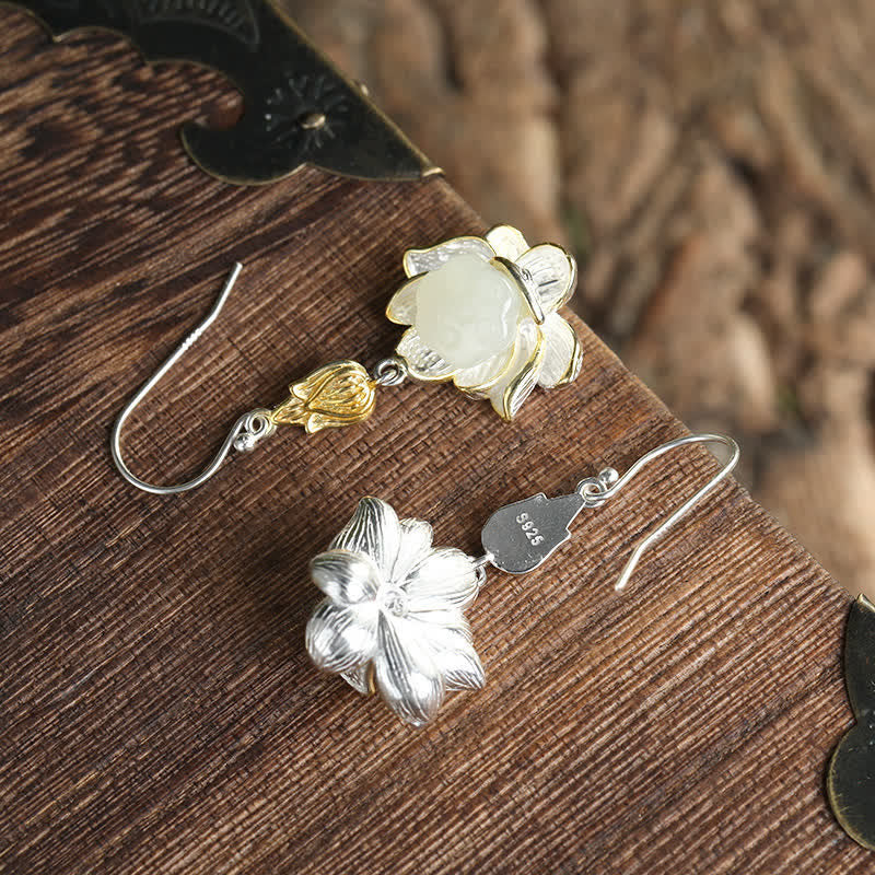 White Jade Protection Harmony Drop Earrings