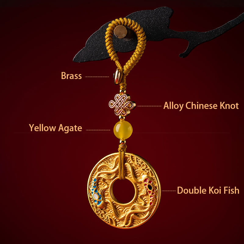 Double Koi Fish Peace Buckle Wealth Luck Key Chain