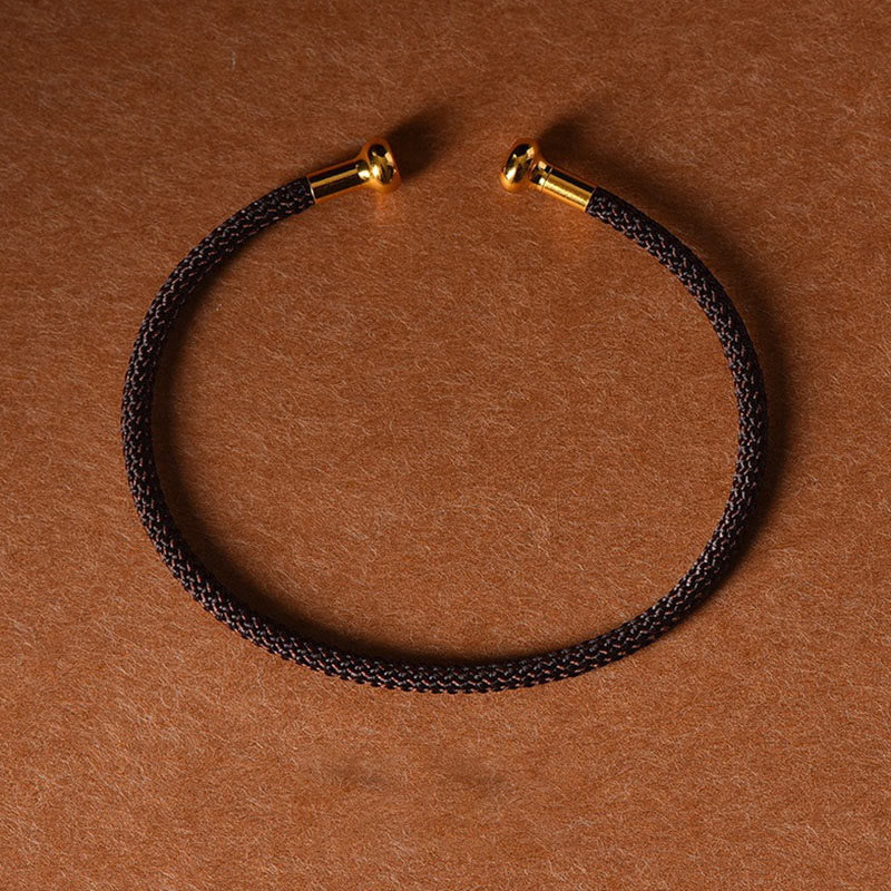 Handmade Minimalist Braided Red String Bracelet with Gold and Copper Accents