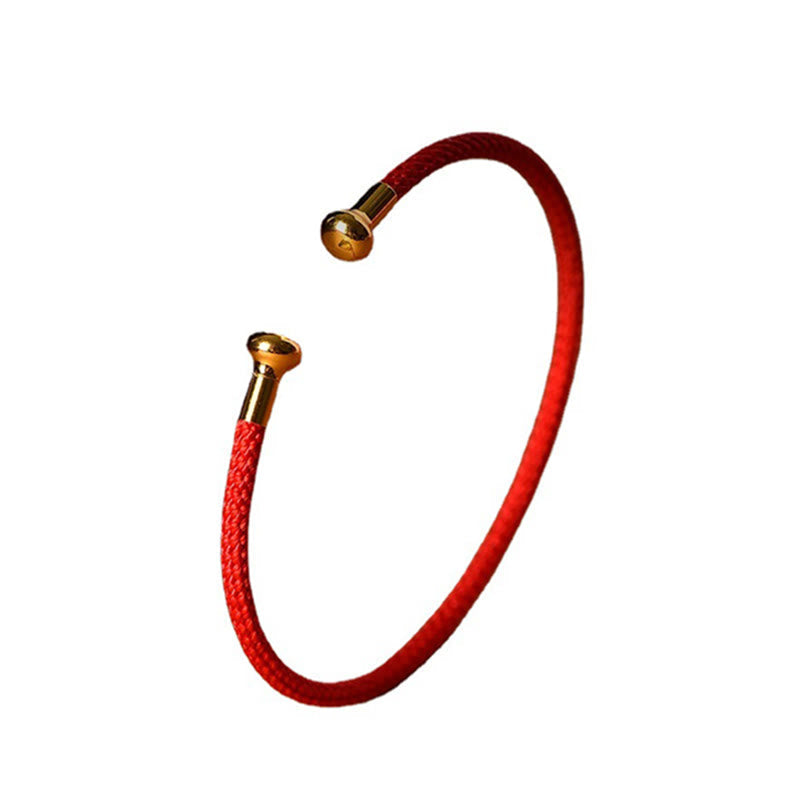 Handmade Minimalist Braided Red String Bracelet with Gold and Copper Accents