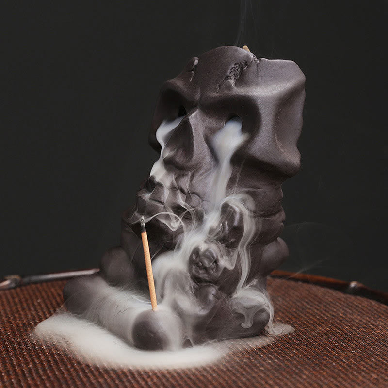 Artisan Purple Clay Kapala Skull Meditative Incense Burner