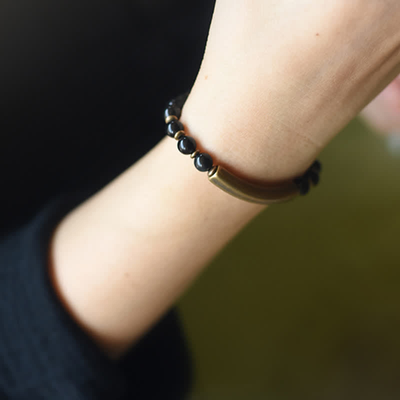 Handmade Red Jasper Moss Agate or Black Obsidian Copper Wrap Couple Bracelet