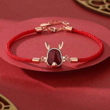 ❗❗❗A Flash Sale- 925 Sterling Silver Year of the Dragon Natural Red Agate Dragon Attract Fortune Fu Character Strength Bracelet Necklace Pendant Earrings