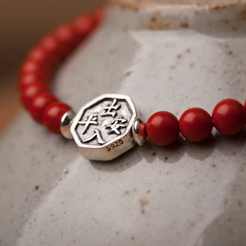 925 Sterling Silver Yin Yang Bagua Cinnabar Red String Focus Bracelet